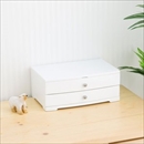 ジュエリーボックス(宝石箱) 2段 引き出し収納付き ホワイト(白)