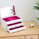 ジュエリーボックス(宝石箱) 3段 引き出し収納付き ホワイト(白)