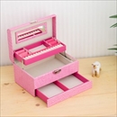 クロコジュエリーボックス(宝石箱)/ミニドレッサー 引き出し収納付き ピンク