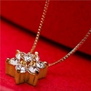 【鑑別書付】K18イエローゴールド 天然ダイヤネックレス ダイヤモンドペンダント/ネックレス0.2ct フラワーモチーフ