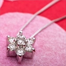 【鑑別書付】K18ホワイトゴールド 天然ダイヤネックレス ダイヤモンドペンダント/ネックレス0.3ct フラワーモチーフ