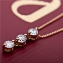 【鑑別書付】ダイヤモンドペンダント/ネックレス 0.24ct スリーストーン K18 ピンクゴールド ダイヤ3ストーン 鑑別書付き