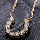 【鑑別書付】K18イエローゴールド 天然ダイヤネックレス ダイヤモンドペンダント/ネックレス0.5ct 馬蹄モチーフ