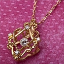 【鑑別書付】K18イエローゴールド 天然ダイヤネックレス ダイヤモンドペンダント/ネックレス0.13ct フラワーモチーフ