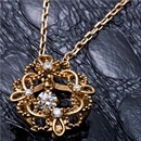 【鑑別書付】K18イエローゴールド 天然ダイヤネックレス ダイヤモンドペンダント/ネックレス0.13ct フラワーモチーフ