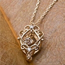 【鑑別書付】ダイヤモンドペンダント/ネックレス 0.05ct K10 イエローゴールド アラベスク フラワーモチーフ 鑑別書付き