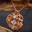 【鑑別書付】ダイヤモンドペンダント/ネックレス 0.05ct K10 ピンクゴールド アラベスク フラワーモチーフ 鑑別書付き