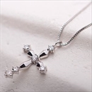 ★受注生産★【鑑別書付】K18ホワイトゴールド 天然ダイヤネックレス ダイヤモンドペンダント/ネックレス0.10ct クロスモチーフ