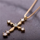 ★受注生産★【鑑別書付】K18イエローゴールド 天然ダイヤネックレス ダイヤモンドペンダント/ネックレス0.10ct クロスモチーフ