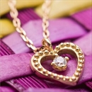 ★受注生産★【鑑別書付】K18イエローゴールド 天然ダイヤネックレス ダイヤモンドペンダント/ネックレス0.014ct ハートモチーフ