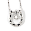 K18ホワイトゴールド 天然ダイヤネックレス 馬蹄型 ダイヤモンドペンダント/ネックレス0.1CT