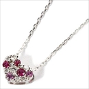ダイヤモンド ルビー ピンクサファイア ネックレス K18 ホワイトゴールド マルチカラー天然石 ハートモチーフ パヴェネックレス ペンダント