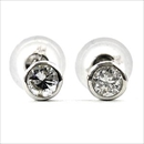 K18ホワイトゴールド 天然ダイヤモンドピアス 0.2CT 覆輪留
