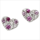 ダイヤモンド ルビー ピンクサファイア ピアス K18 ホワイトゴールド マルチカラー天然石 ハートパヴェピアス ハートパヴェ