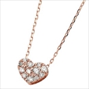 ダイヤモンド ネックレス K18 ピンクゴールド 0.15ct ハート ダイヤパヴェネックレス ペンダント