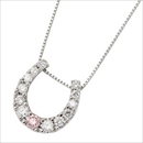 ダイヤモンド ピンクダイヤモンドペンダント/ネックレス プラチナ Pt900 13石 合計0.2ct 馬蹄型 鑑別書付き