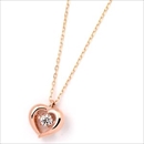 ★受注生産★ダイヤモンドペンダント/ネックレス 一粒 K18 ピンクゴールド 0.08ct ダンシングストーン ダイヤモンドスウィングネックレス ハートモチーフ 揺れる ダイヤ 揺れるダイヤが輝きを増す☆