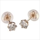 ダイヤモンドピアス 一粒 K18 ピンクゴールド 0.2ct スタッドピアス
