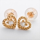 ★受注生産★K10イエローゴールド 天然ダイヤモンドピアス ダイヤ0.10ct ハートモチーフ