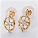 ★受注生産★K10イエローゴールド 天然ダイヤモンドピアス ダイヤ0.08ct アンティーク調