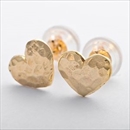 ★受注生産★ピアス K10イエローゴールド アンティーク調 ハートモチーフ シンプル