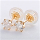 ★受注生産★ダイヤモンド ピアス K18イエローゴールド ダイヤ0.3ct シリコン製ダブルロックキャッチ仕様 シンプル