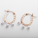 ピアス アコヤ真珠 パール K10 イエローゴールド アンティーク調 サークル フープピアス