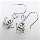  ブルートパーズ ペリドット ジプシーピアス K10ホワイトゴールド アンティーク調 魔法のランプモチーフ