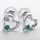 ★受注生産★ダイヤモンド エメラルド ピアス K10ホワイトゴールド ダイヤ0.02ct ハートモチーフ