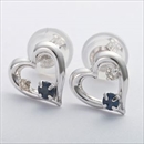 ★受注生産★ダイヤモンド サファイヤ ピアス K10ホワイトゴールド ダイヤ0.02ct ハートモチーフ