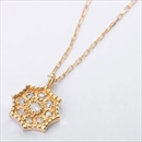 ★受注生産★K10イエローゴールド 天然ダイヤモンドペンダント/ネックレス ダイヤ0.06ct アンティーク調フラワーモチーフ