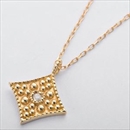 K10イエローゴールド 天然ダイヤモンドペンダント/ネックレス ダイヤ0.01ct アンティーク調スクエアモチーフ