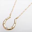 ダイヤモンド ネックレス K10イエローゴールド ダイヤ0.01ct アンティーク調 馬蹄モチーフ ペンダント