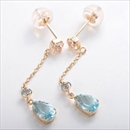 ブルートパーズ ブルームーン スカイブルートバーズ ピアス K10 イエローゴールド シリコン製ダブルロックキャッチ仕様 ドロップモチーフ