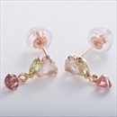 ピアス ローズクォーツ ペリドット ピンクトルマリン K10 ピンクゴールド ハートモチーフ シリコン製ダブルロックキャッチ仕様