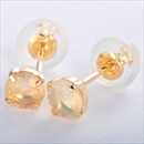 ★受注生産★ピアス エチオピアオパール K18 イエローゴールド 4mm×4mmサイズ カボションカット シリコン製ダブルロックキャッチ仕様