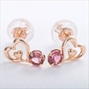 ピアス ピンクトルマリン K18 ピンクゴールド ハートモチーフ シリコン製ダブルロックキャッチ仕様
