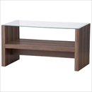 カフェテーブル 木製/強化ガラス製 棚収納付き CAT-BR ブラウン
