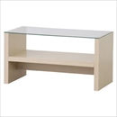 カフェテーブル 木製/強化ガラス製 棚収納付き CAT-NA ナチュラル