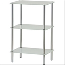 強化ガラスコーナーラック 3段 高さ62cm 四角型 SMJ-101WH ホワイト (白)