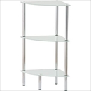 強化ガラスコーナーラック 3段 高さ62cm SMJ-102WH ホワイト (白)