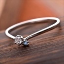 【鑑別書付】プラチナPT950　天然ダイヤリング 指輪　ダイヤ0.05ct　アイスブルーダイヤ0.01ct 9号　V字モチーフ