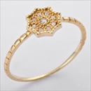 ★受注生産★K10イエローゴールド　天然ダイヤリング 指輪　ダイヤ0.06ct　12号　アンティーク調　フラワーモチーフ