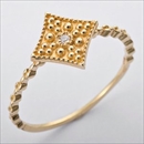 ★受注生産★K10イエローゴールド　天然ダイヤリング 指輪　ダイヤ0.01ct　10号　アンティーク調　スクエアモチーフ