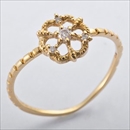 ★受注生産★K10イエローゴールド　天然ダイヤリング 指輪　ダイヤ0.05ct　10号　アンティーク調　フラワーモチーフ