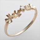 ★受注生産★K10イエローゴールド　天然ダイヤリング 指輪　ダイヤ0.05ct　13号　アンティーク調　プリンセス　フラワーモチーフ