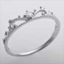 ★受注生産★K10ホワイトゴールド　天然ダイヤリング 指輪　ダイヤ0.05ct　8号　アンティーク調　プリンセス　ティアラモチーフ
