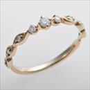 ★受注生産★K10イエローゴールド　天然ダイヤリング 指輪 ピンキーリング　ダイヤモンドリング 0.09ct　1号　アンティーク調　プリンセス