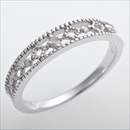 ★受注生産★K10ホワイトゴールド　天然ダイヤリング 指輪 ピンキーリング　ダイヤモンドリング 0.02ct　3.5号　アンティーク調　プリンセス