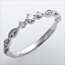 ★受注生産★ダイヤモンド ピンキーリング K10ホワイトゴールド 3.5号 ダイヤ0.09ct アンティーク調 プリンセス